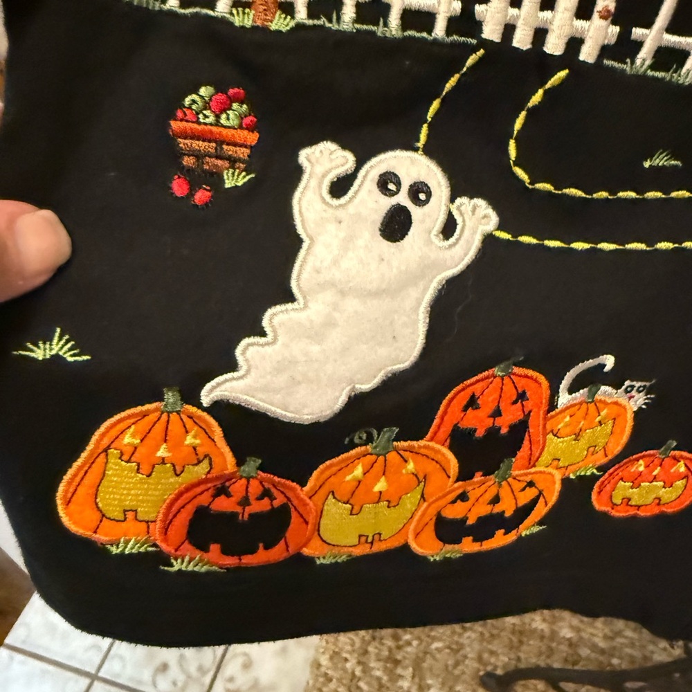 Onque Casuals Fun Halloween Full Zip Cardigan Shacket LS S Ghost & Pumpkins - Picture 10 of 15